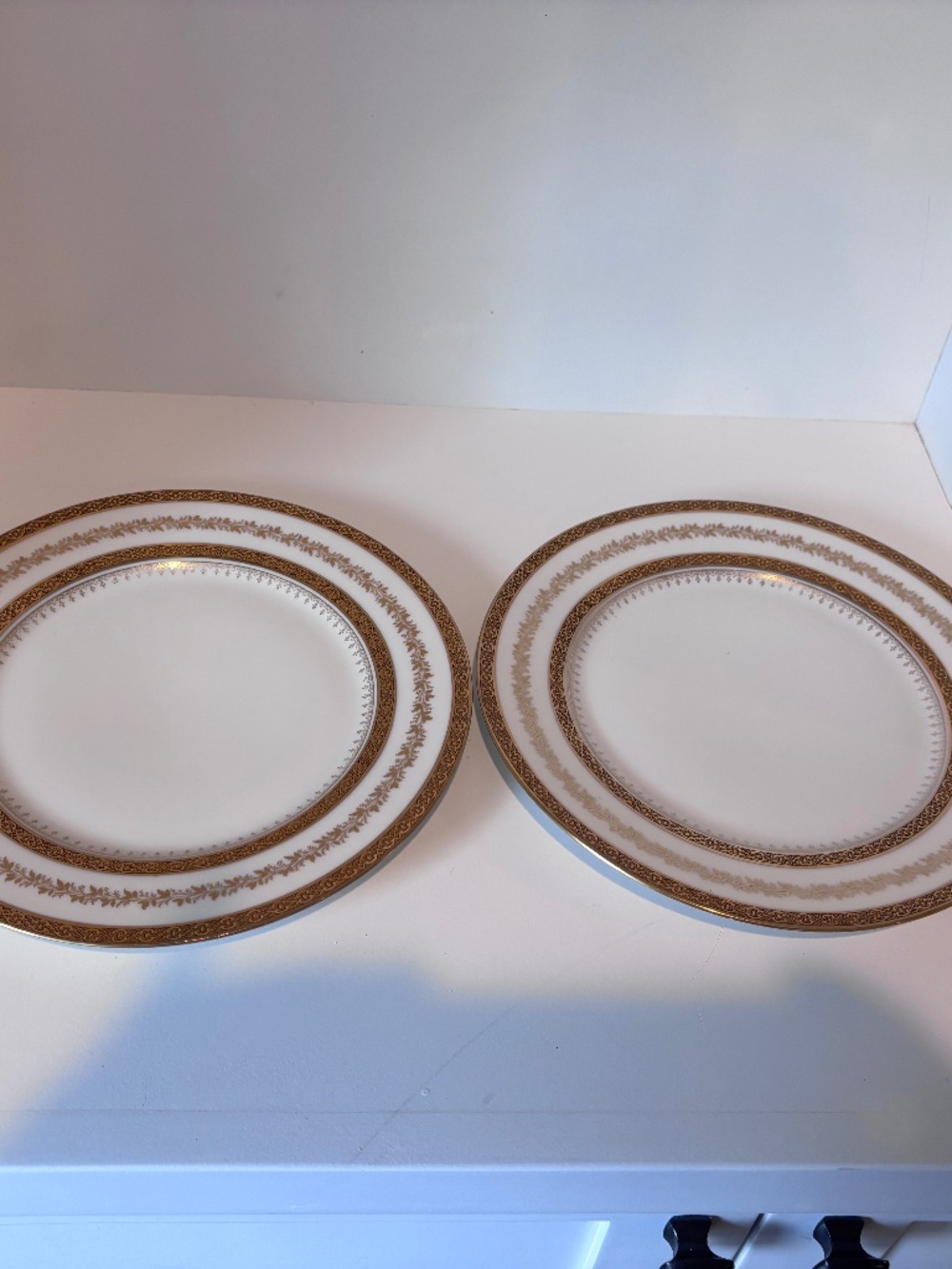2 rare vintage Limoges porcelain gold rim plates